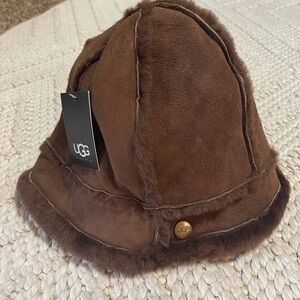 UGG Brown Shearling Bucket Hat